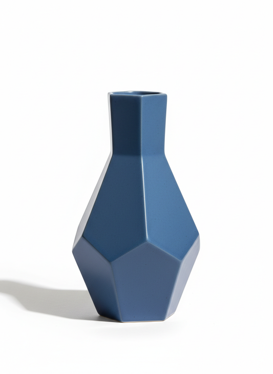 Blue Ceramic Geometric Vase