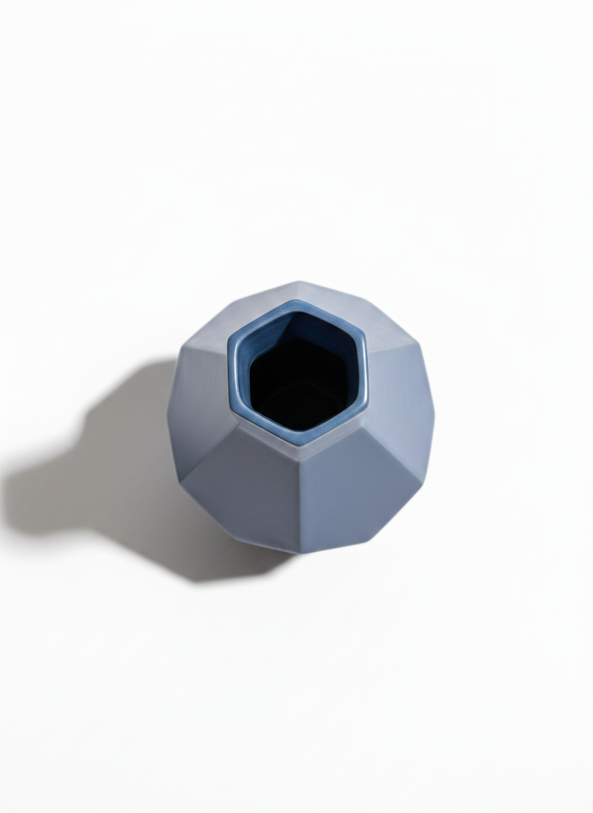 Blue Ceramic Geometric Vase