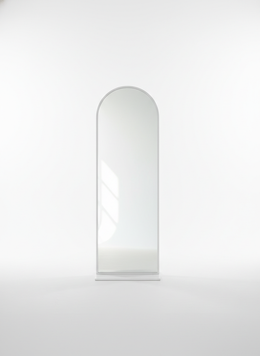 White Arched Floor Mirror