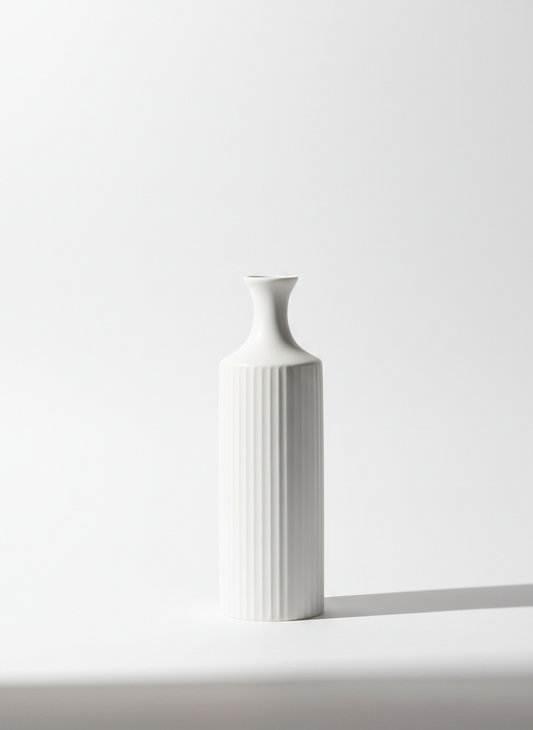 White Porcelain Ribbed Vase